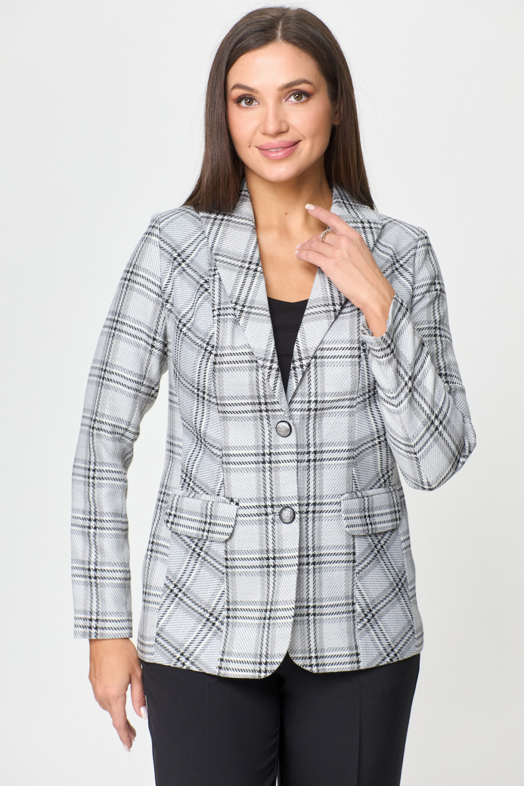 Жакет БелЭльСтиль 203 серо-черный - фото 2